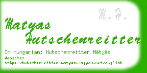 matyas hutschenreitter business card
